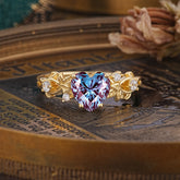 Woodland 4 Prong Heart Alexandrite Wedding Ring